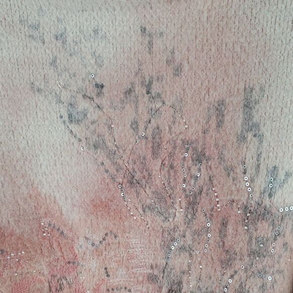 White House Black Market Women's XL Cream & Floral Sweater - Picture 2 of 9